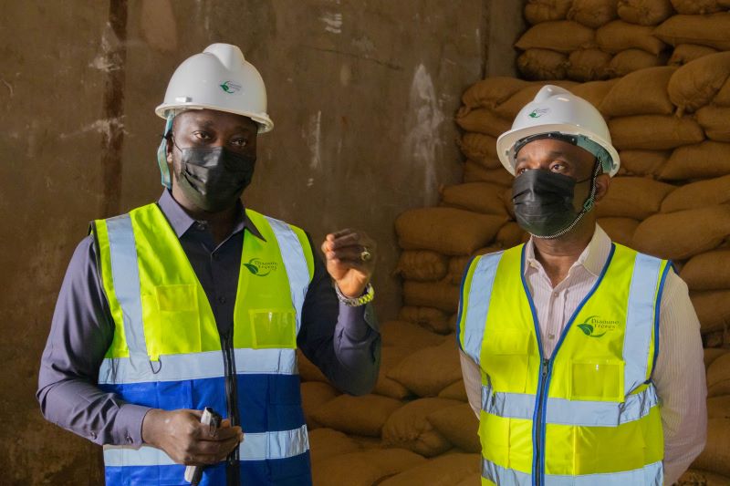 Visite de terrain chez des exportateurs de cajou et de cacao à Conakry.